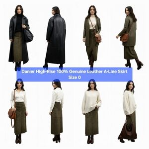 Danier High-Rise 100% Genuine Leather A-Line Skirt Size 0